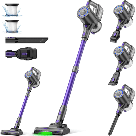 Cordless Vacuum Cleaner, 40KPA/35Mins, Green LED Light, Lightweight Stick Vacuum Self-Standing, Vacuum Cleaners for Home Handheld Vacuum for Pet Hair, Carpet, and Hard Floors
