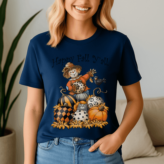 Scarecrow Happy Fall Yall Pumpkin, Thanksgiving Shirt,Turkey Tee,Holiday Gift ,Happy Thanksgiving Tshirt,Turkey Day,Family Gobble ,Pumpkin,