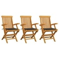 thumbnail image 3 of vidaXL Patio Chairs Outdoor Bistro Folding Chair with Cushions Solid Wood Teak, 3 of 26