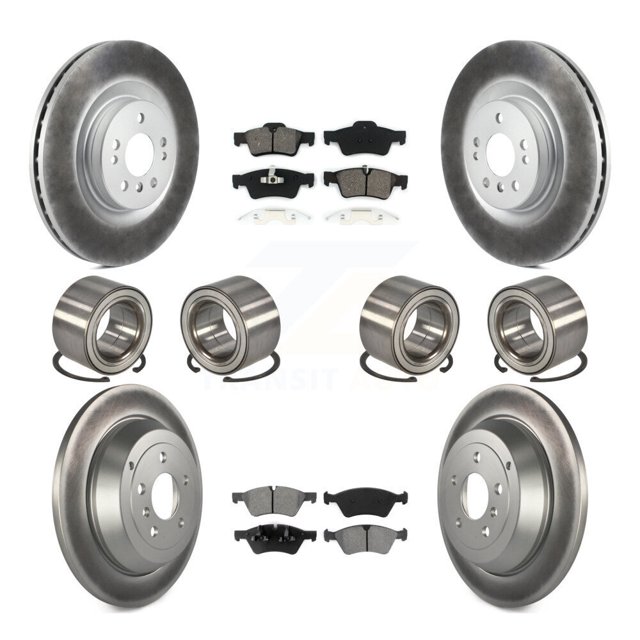 Transit Auto Rotor de Frein à Disque à Roulement avant et Arrière et Kit de Plaquettes Semi-Métalliques (10 Pcs) pour Voiture 2007-2009 Mercedes-Benz ML320 avec Diamètre 350mm Gauche Droite (Conducteur Passager) KBB-108283