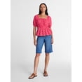 thumbnail image 3 of Time and Tru Women's Puff Sleeve Square Neck Top, Sizes XS-XXXL, 3 of 6