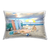 Stupell Industries Summer Van on Beach Decorative Printed Throw Pillow, 14 x 20