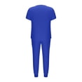 thumbnail image 4 of Ecqkame Womens Two Piece Sets V-Neck Top and Tapered Leg Jogger Pants with Button Medical Nursing Uniforms Set Blue L, 4 of 6