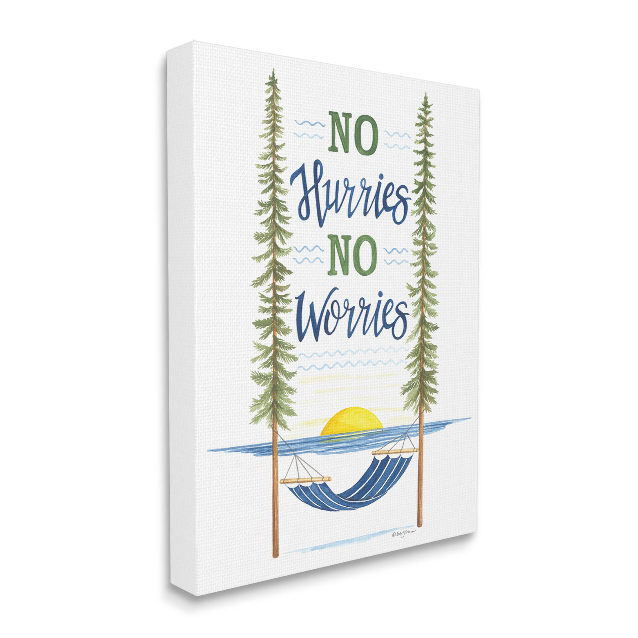 No Hurries Worries Hammock Scene Inspirational Graphic Art Gallery Wrapped Canvas Print Wall Art
