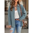 thumbnail image 2 of Women Corduroy Shirts Jacket Shacket Casual Button Down Long Sleeve Oversized Tops Plus Size, 2 of 5