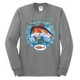 thumbnail image 2 of Red Fish Sciaenops Ocellatus Mens Long Sleeve Shirt, Heather Grey, Large, 2 of 3