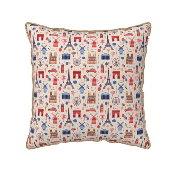 Xecao Paris Print Soft Velvet Decorative Throw Pillow Covers, Square Cushion Cases for Bed, Sofa, Living Room, Car, and Indoor Outdoor Use-16"x16"
