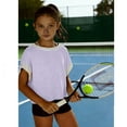 thumbnail image 6 of Zanarzt Summer Tops for Teens Girls Athletic Oversized Crop Tops Kids Drop Shoulder Short Sleeve T Shirts Workout Tees 9-10 Years,Purple, 6 of 7