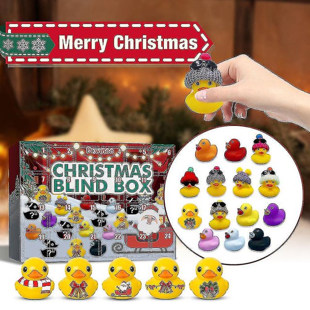Christmas Advent Calendar Toy Box 24pcs Set Cute Rubber Duck Animal Kid Gift