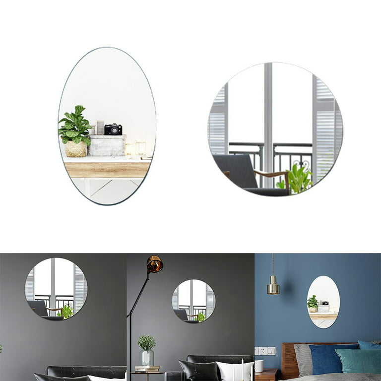 Ceise Creative Acrylic Round Oval Mirror Wall Sticker Self