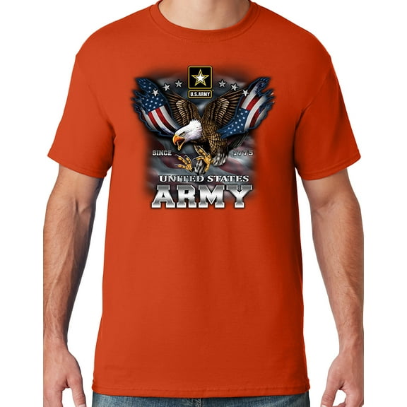 Mens US Army Patriotic Eagle T-shirt, Medium Burnt Orange