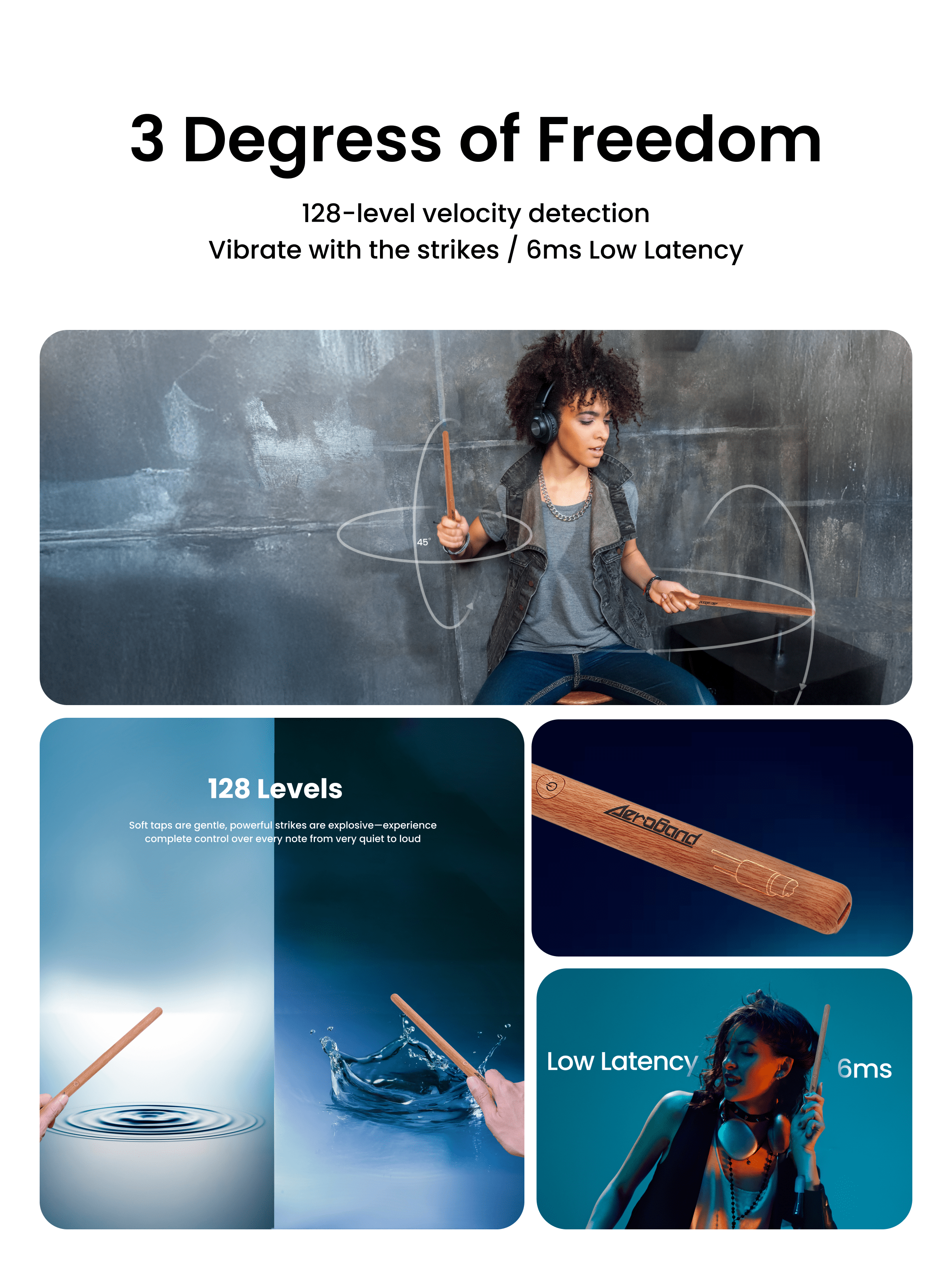 AeroBand Electronic Drum Set PocketDrum2 MAX（2025 Version）, Air Drum Sticks & Pedals & Bluetooth Adapter, 8 Tones and USB Midi(Earphone Included)