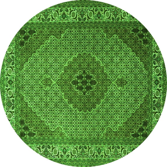 Ahgly Company Indoor Round Medallion Green Traditional Area Rugs, 6' Round