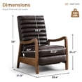 thumbnail image 5 of Bonzy Home Set of 2 Mid-Century Modern PU Leather Recliners with Adjustable Backrest & Footrest – Solid Wood Frame Accent Chairs for Living Room, Bedroom & Sunroom, Brown, 5 of 7