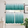 thumbnail image 2 of 3 Piece Kitchen Curtains and Valances Set Teal Green Ombre Cafe Curtains 24 Inch Length Contemporary Gradient Abstract Art Valance & Tier Curtain for Living Room Bedroom Window 54"x18"+27"x24"*2, 2 of 6