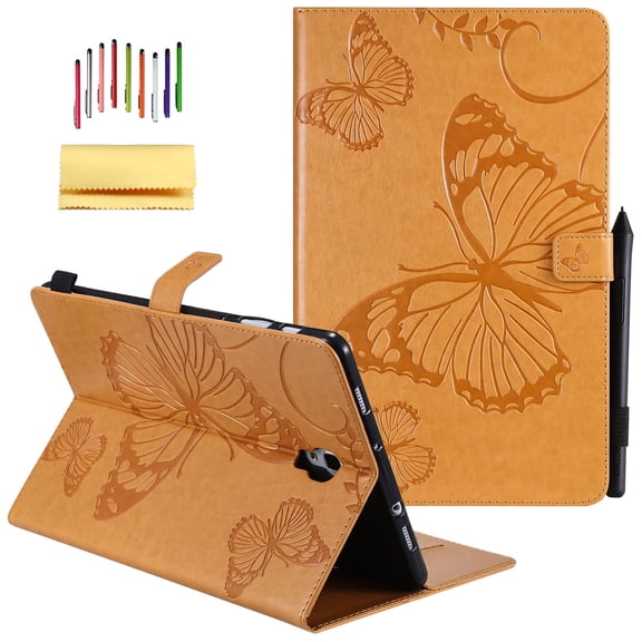 Galaxy Tab A 10.5-inch 2018 SM-T590/T595 Case,Allytech Embossed with Butterfly Folio Stand Wallet Case with Cards/Cash Holder for Samsung Galaxy Tab A 10.5-inch 2018 Release SM-T590/T595, Yellow