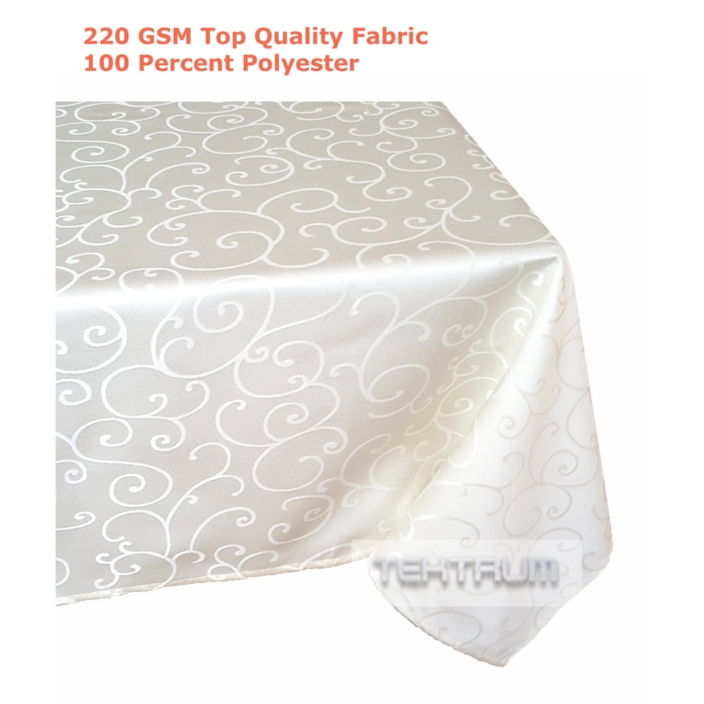 TEKTRUM 52 X 70 INCH 52"X70" RECTANGULAR POLYESTER DAMASK SCROLL TABLECLOTH - THICK/HEAVY DUTY ...