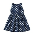 thumbnail image 4 of HBFAGFB Robes d'Été pour Filles Robe Sans Manches à Pois avec Ceinture Jupe Décontractée Simple Marine Taille 120, 4 of 4