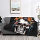 thumbnail image 2 of Fotbe Flower Horn Skull A Manta de Franela con Estampado, Manta Ultrasuave para Cama, Sofá, Auto, Hipoalergénica y Antibolitas-40"x30", 2 of 6