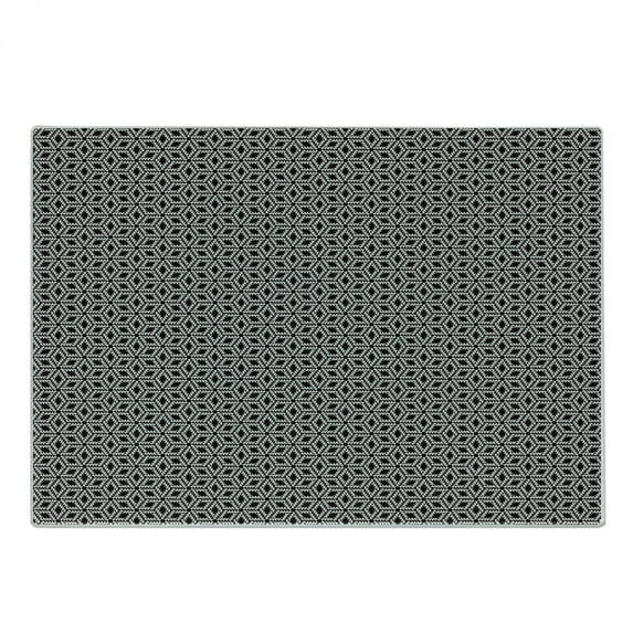 Geometric Cutting Board, Rhythmic Repetition Floral Motif with Triangles Abstract Bold Art, Decorative Tempered Glass Cutting and Serving Board, in 3 Sizes, by Ambesonne