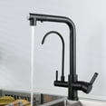 thumbnail image 2 of 3 Way Kitchen Taps with Pull Out Spray, Kitchen Faucet Brass Swivel Multifunction 3 in 1 Kitchen Sink Tap-Black, 2 of 5