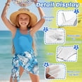 thumbnail image 4 of Xixirimido Palm Leaf Blue Print Girls Swimsuits Set One Piece Swimsuit with Mesh Cover Up Quick Dry Summer Bathing Suit with Adjustable Strap & Removable Bra, Size 13-14 Years, 4 of 7