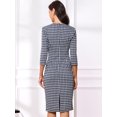 thumbnail image 3 of DARING DIVA Vintage Houndstooth 3/4 Sleeve Bodycon Dress S Grey, 3 of 6