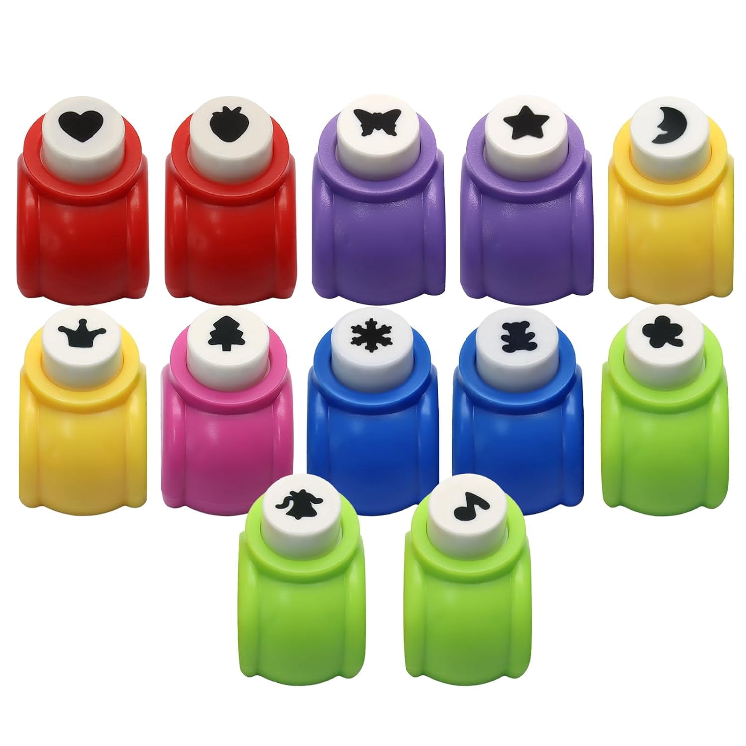 12 Pcs Craft Hole Punch Shapes Set - Mini Paper Punchers for Scrapbooking, Card Making, Nail Art, DIY Crafts - Includes Star, Heart, Butterfly & More (Assorted Colors)