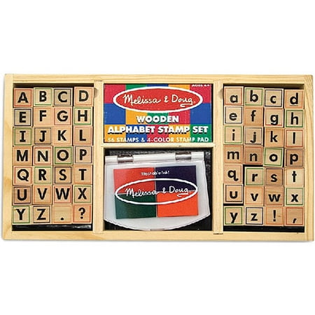 melissa & doug wooden alphabet stamp set
