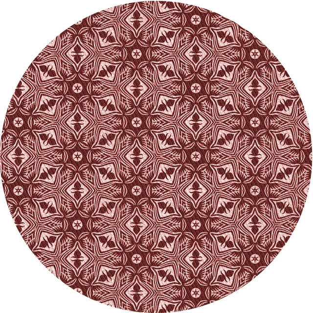 Ahgly Company Tapis d'Intérieur Lavables en Machine, Ronds, Transitionnels, Rouge Canneberge, Ronds de 5'