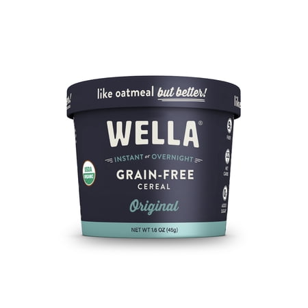 Wella Grain Free Cereal Oatmeal Alternative – Organic Cereal, Vegan High Protein Gluten Free Superfood – Paleo Plant-Based Non-GMO – Low in Net Carbs – Single-Serve 1.6 oz. Cup (Original Flavor)