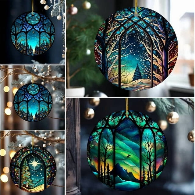 Tree Decoration 2D Circular Hanging Ornament | Durable Stylish Design | Easy-to-Hang Festive Decor Accent | Versatile Holiday, Party, Home Use | Long-Lasting Material Gift Idea | 1 Hanging Piece