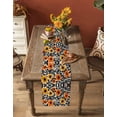 thumbnail image 5 of Orange Yellow Black Botanical Table Runner 70 Inches, Modernism Floral Spring Bed Runner Dresser Scarves Tabletop for Indoor Outdoor Parties/Ceremony/Banquet, 13" x 70", 5 of 8