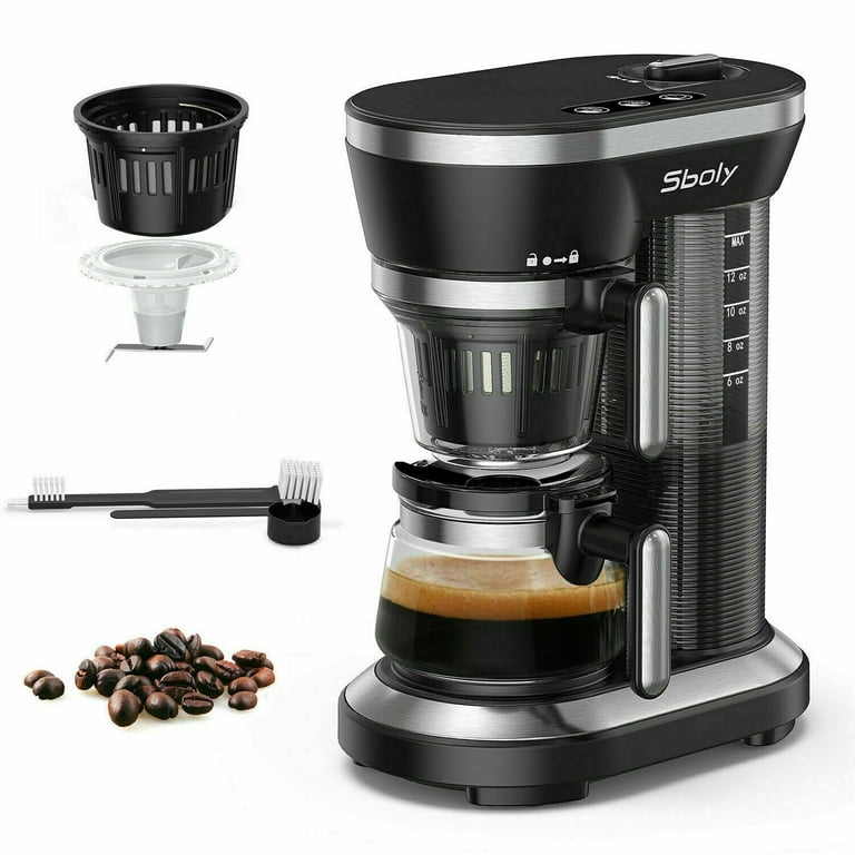 Sboly Automatic Coffee Maker & Grinder Single Cup Grind and 5 Mins Fast Brew  
