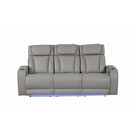 Fortuner Modern Style Upholstery Recliner 2PC Livingroom Set Made with Wood & Massage Function Included-Gray