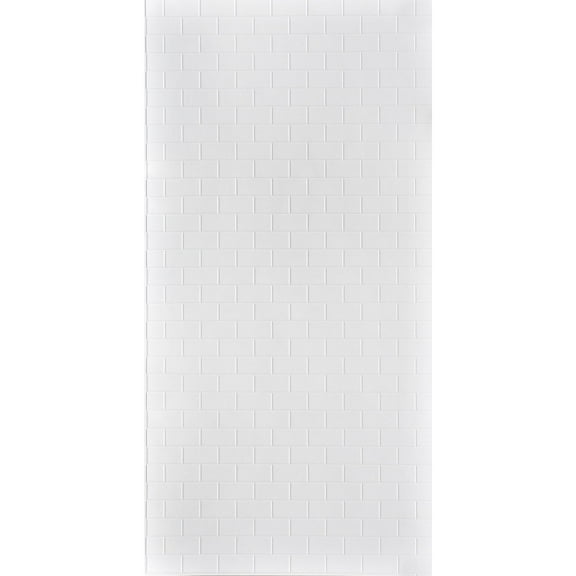Subway Tile 4ft. x 8ft. Gloss White Paintable Glue-Up PVC Wall Panels (96 Sq.ft / Pack) - 3 Pieces