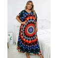 thumbnail image 5 of Tie Dye Caftan Robe Lightweight Kaftan Dresses for Swimwear Women Plus Size Beach Maxi Dress Long Resort Tunic Batwing Sleeve Summer Outfits Oversized Bath Robe Casual Afirca Dress moomoo House Wear, 5 of 7