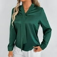 thumbnail image 2 of Womens Satin Long Sleeve Blouses Tie Neck Solid Color Shirt Fall Dressy Fashion Lightweight Comfy Work Party Tops XS-XL, 2 of 6