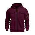 thumbnail image 6 of Chiccall Mens Fleece Hoodie Cargo Long Sleeve Full Zip Drawstring Hooded Sweatshirts Casual Loose Fit Athletic Jacket with Multi Pockets, 6 of 6