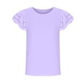 thumbnail image 5 of CYRBOKO Girls T Shirts, Casual Comfy Cut-out sleeves Breathable Summer Tops Purple Size 12-13 T, 5 of 8