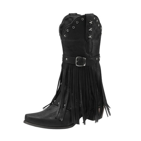 

Cowboy Boots for Women Cowboy Boots For Women Western Boot Pointed Toe Low Heel Tassel Decoration Booties Ladies Shoes Riding Boots for Women Ladies Fahion Dress Tall Boots