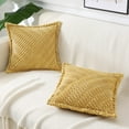 thumbnail image 4 of decorUhome Pack of 2 Corduroy Decorative Throw Pillow Covers 16x16 Inch with Splicing, Striped Broadside Throw Pillows for Couch Cushion Livingroom, Mustard Yellow, 4 of 9