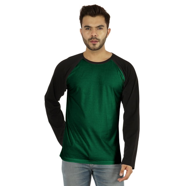 Inkmeso T-Shirt à Col Rond Coupe Régulière pour Homme, Raglan Uni à Manches Longues