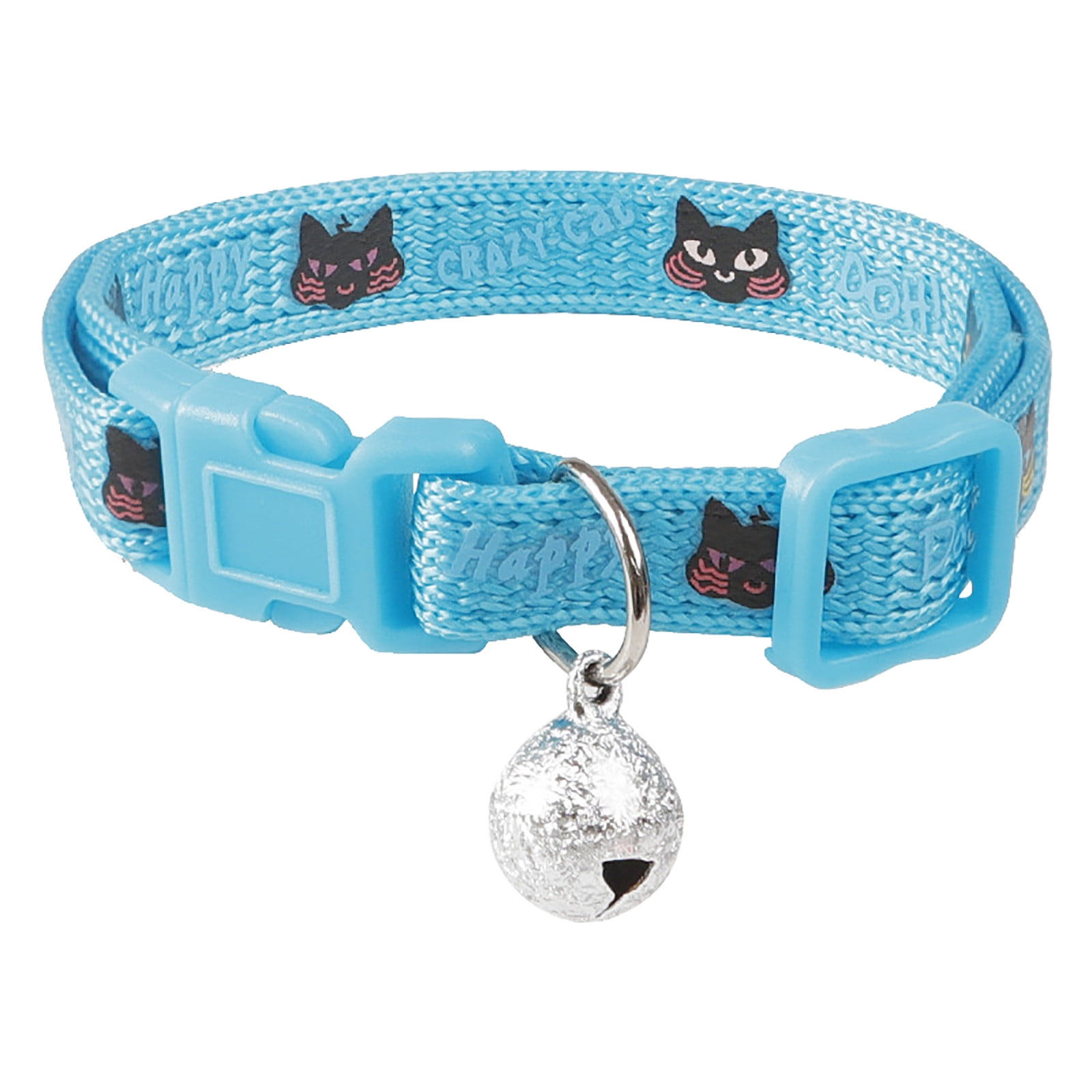 heiheiup-cat-face-pattern-cat-collar-with-bell-adjustable-cat-nylon