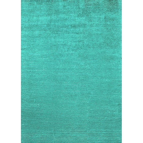 Ahgly Company Machine Washable Indoor Rectangle Oriental Turquoise Blue Industrial Area Rugs, 8' x 12'
