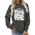 thumbnail image 1 of EHQJNJ Chandails en Molleton Graphiques pour Femmes Marron Mode Décontractée Ample Imprimé Rugby Col Rond Manches Longues Chandail en Molleton pour Femmes Maman Graphique Chandails en Molleton Graphiques Sans Capuche, 1 of 4