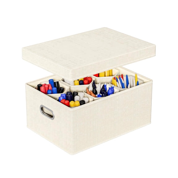 Aokeyee Marker Organizer Storage Box With Lids,Craft Organizers and Storage,Multipurpose Stackable Storage Containers For Organizing Tool,Art Supply,Crayon,Pencils and Creative Materials