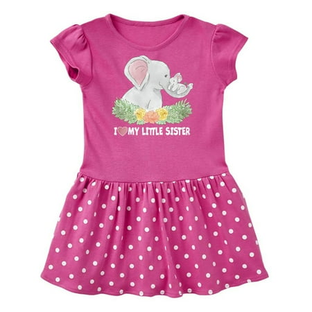 

Inktastic I Love My Little Sister Elephant Family with Flowers Gift Baby Girl Dress
