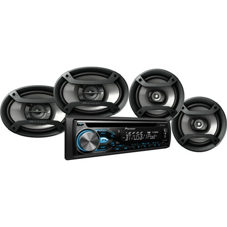 Pioneer DXT-X4869BT Bluetooth CD Car Stereo Receiver Bundle with Two 6.5" Speakers and Two 6" x 9" Speakers, w/ Remote