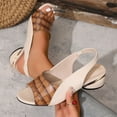 thumbnail image 4 of Womens Slingback Chunky Block Heels Sandals Pointed Toe Mid-Heel Shoes Brown 9, 4 of 7